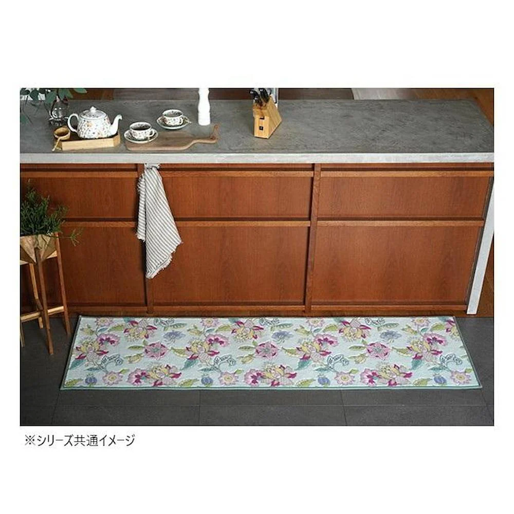 シンクロナイズハドンフラワー キッチンマット 50X150cm グリーン 【直送品】 返品・キャンセル・他商品と同時購入は不可 - Image 2