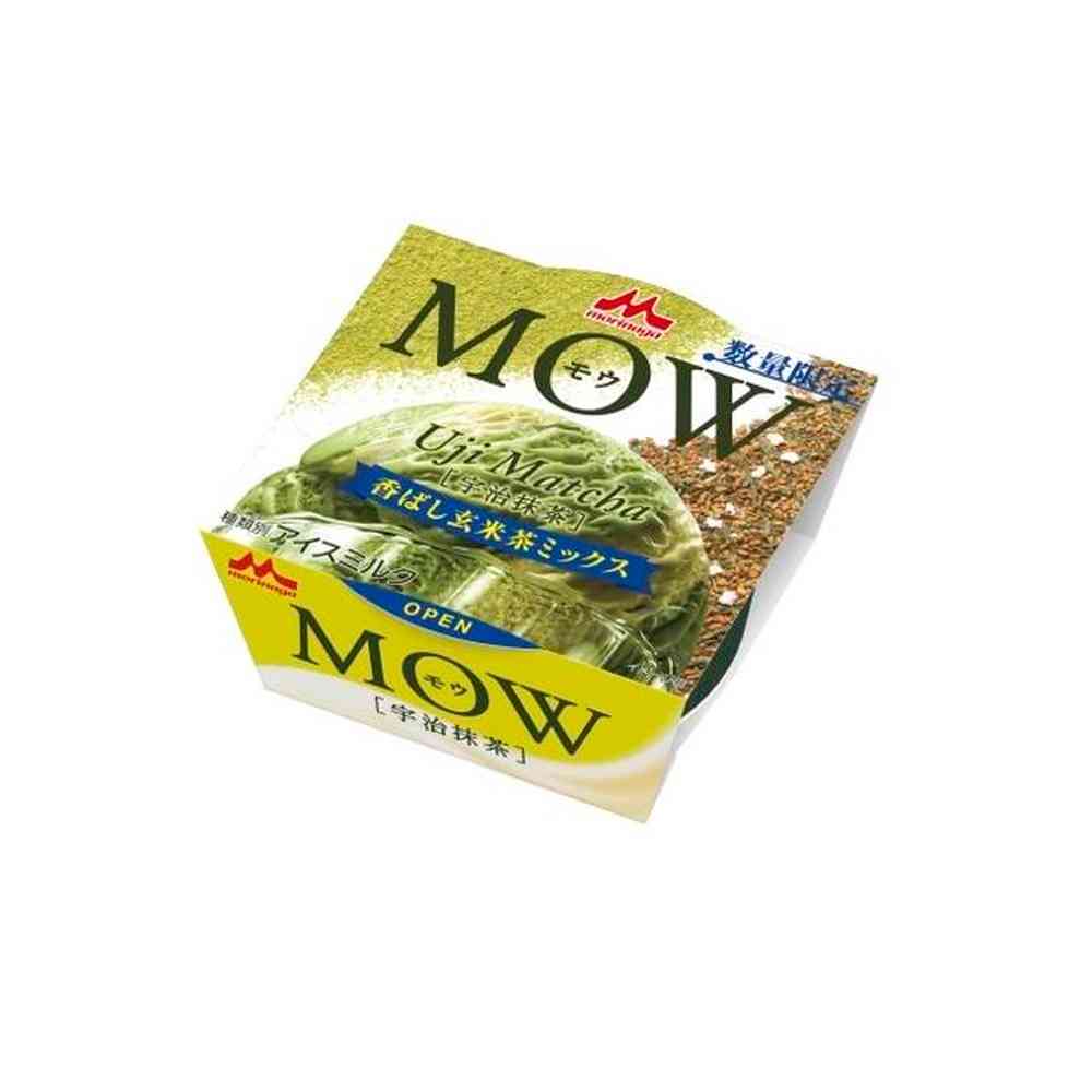 ◆森永乳業 MOW 宇治抹茶~香ばし玄米茶ミックス140ml×18個【直送品・クール便】 返品・キャンセル・他商品と同時購入は不可